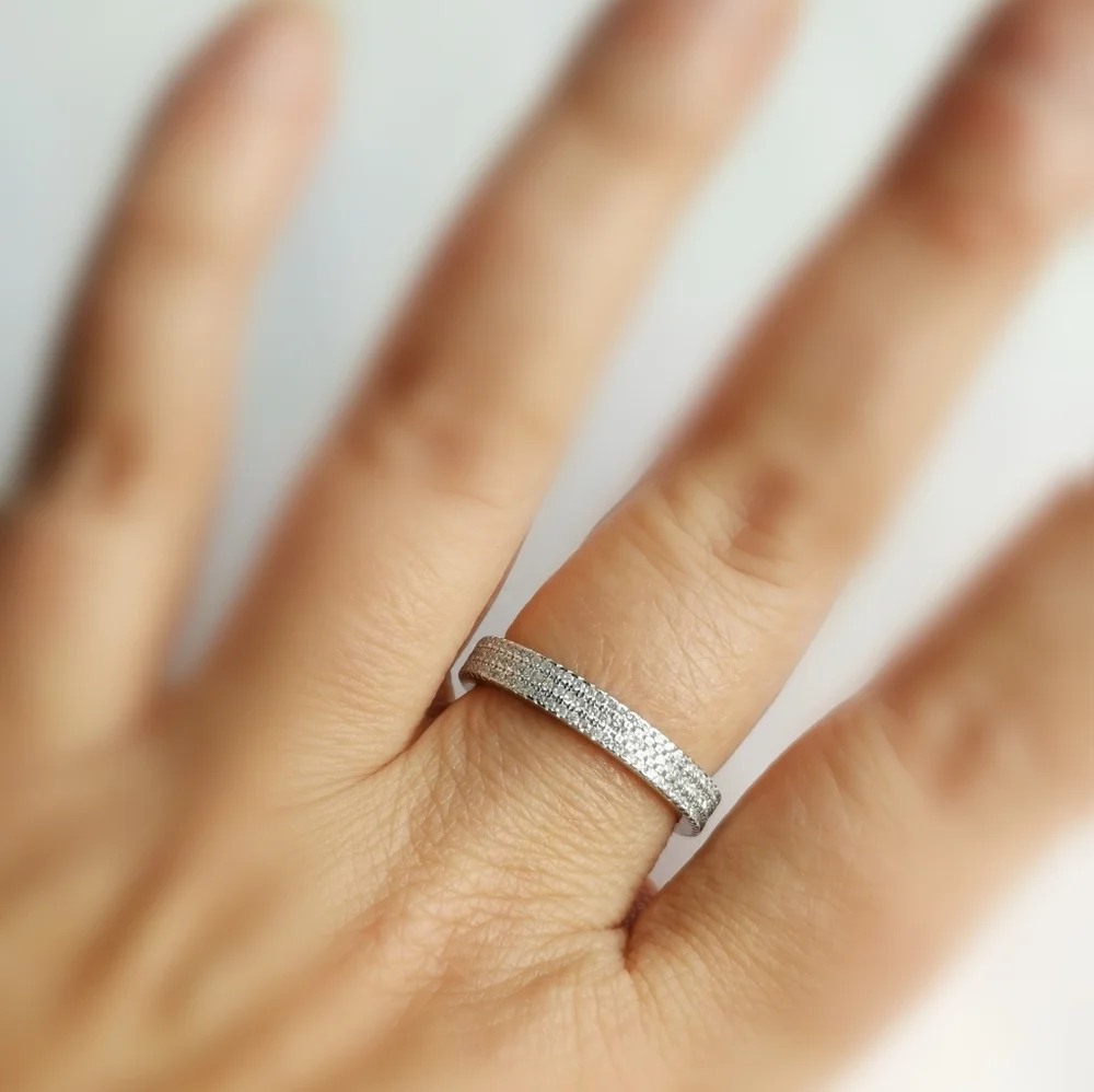 Premium eternity band ring in CZ Sterling Silver Size 9 - Picture 2 of 5